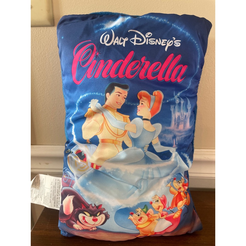 Disney Cinderella Storybook Pillow Senario Plush Book Blue Decorative 14x9